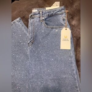 Austin Landing | Austin Landing Rhinestone High Rise Wide Leg Jeans | Size 13 💎